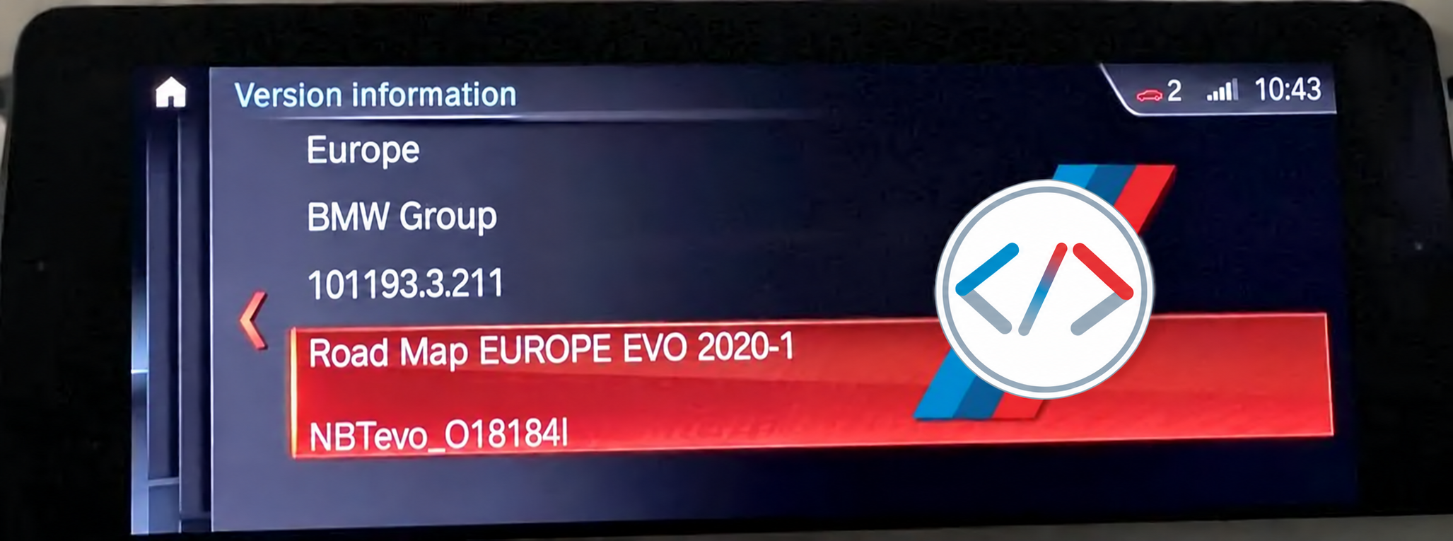 BMW NBTevo version information screen example